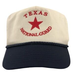 Nissun Cap's "Texas National Guard" Adjustable Cream&Blue&Red Vintage Ball Cap